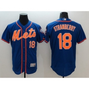 Men's New York Mets #18 Darryl Strawberry Majestic Royal Blue Flexbase Authentic Collection Player Jersey