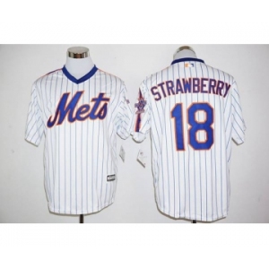 Men's New York Mets #18 Darryl Strawberry Majestic White With 25th Anniversary Patch Official Cool Base Player Jersey