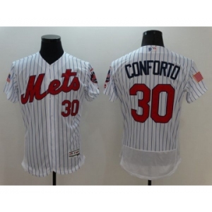 Men's New York Mets #30 Michael Conforto Majestic White Fashion Stars & Stripes Flex Base Jersey