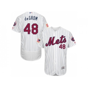 Men's New York Mets #48 Jacob deGrom White Stitched 2016 Fashion Stars & Stripes Flex Base Baseball Jersey