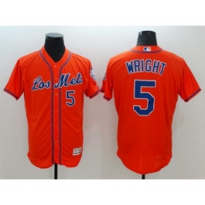 Men's New York Mets #5 David Wright Majestic Orange Flexbase Authentic Collection Player Jersey