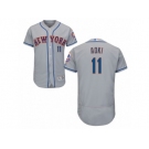 New York Mets #11 Norichika Aoki Grey Flexbase Authentic Collection MLB Jersey