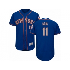New York Mets #11 Norichika Aoki Royal Gray Flexbase Authentic Collection MLB Jersey