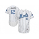 New York Mets #12 Juan Lagares White(Blue Strip) Flexbase Authentic Collection 2016 Father's Day Stitched Baseball Jersey