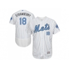 New York Mets #18 Darryl Strawberry White(Blue Strip) Flexbase Authentic Collection 2016 Father's Day Stitched Baseball Jersey