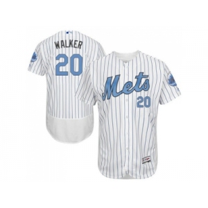 New York Mets #20 Neil Walker White(Blue Strip) Flexbase Authentic Collection 2016 Father's Day Stitched Baseball Jersey