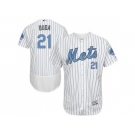 New York Mets #21 Lucas Duda White(Blue Strip) Flexbase Authentic Collection 2016 Father's Day Stitched Baseball Jersey