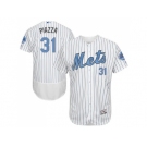 New York Mets #31 Mike Piazza White(Blue Strip) Flexbase Authentic Collection 2016 Father's Day Stitched Baseball Jersey