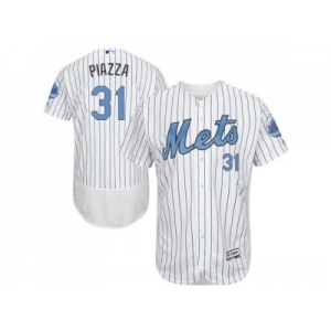 New York Mets #31 Mike Piazza White(Blue Strip) Flexbase Authentic Collection 2016 Father's Day Stitched Baseball Jersey