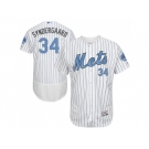 New York Mets #34 Noah Syndergaard White(Blue Strip) Flexbase Authentic Collection 2016 Father's Day Stitched Baseball Jersey