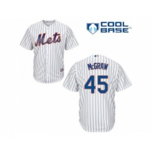 New York Mets #45 Tug McGraw White(Blue Strip) Home Cool Base Stitched Baseball Jersey