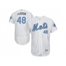 New York Mets #48 Jacob DeGrom White(Blue Strip) Flexbase Authentic Collection 2016 Father's Day Stitched Baseball Jersey