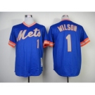 mlb jerseys new york mets #1 wilson blue[1983 m&n]