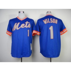 mlb jerseys new york mets #1 wilson blue[1983 m&n]