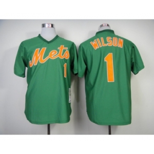 mlb jerseys new york mets #1 wilson green[1985 m&n]