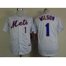 mlb jerseys new york mets #1 wilson white(blue strip)