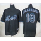 mlb jerseys new york mets #18 strawberry black[fashion]