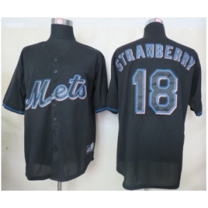 mlb jerseys new york mets #18 strawberry black[fashion]