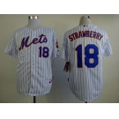 mlb jerseys new york mets #18 strawberry white(blue strip)