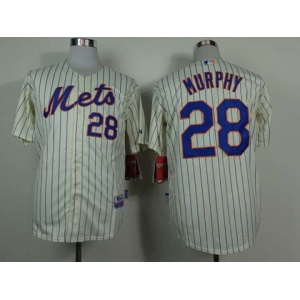 mlb jerseys new york mets #28 murphy cream(blue strip)