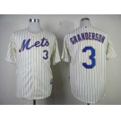 mlb jerseys new york mets #3 granderson cream(blue strip)