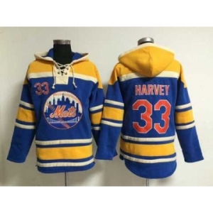 mlb jerseys new york mets #33 harvey blue[pullover hooded sweatshirt]