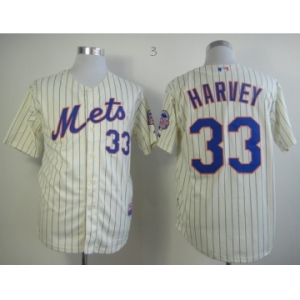 mlb jerseys new york mets #33 harvey cream(blue strip)[2013 mlb all star patch]