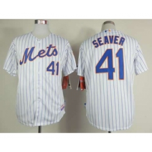 mlb jerseys new york mets #41 seaver white(blue strip)