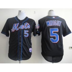 mlb jerseys new york mets #5 wright black[2013 mlb all star patch]