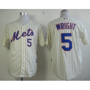 mlb jerseys new york mets #5 wright cream(blue strip)[2013 mlb all star patch]