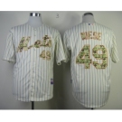 mlb new york mets #49 niese cream(blue strip)[number camo]