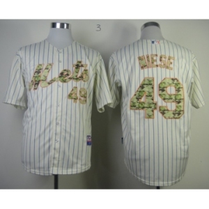 mlb new york mets #49 niese cream(blue strip)[number camo]