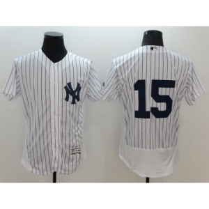 Men New York Yankees #15 Thurman Munson Majestic white stripe Flexbase Authentic Collection Player Jersey