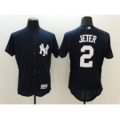 Men New York Yankees #2 Derek Jeter Majestic Navy Blue Flexbase Authentic Collection Player Jersey