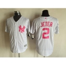 Men New York Yankees #2 Derek Jeter Majestic White Fashion 2016 Mother's Day Cool Base Jersey