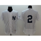 Men New York Yankees #2 Derek Jeter Majestic white stripe Flexbase Authentic Collection Player Jersey