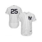 Men New York Yankees #25 Gleyber Torres White Strip Flexbase Authentic Collection Stitched MLB Jersey