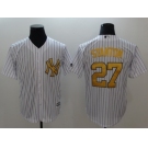 Men New York Yankees #27 Giancarlo Stanton White Gold No. New Cool Base Stitched MLB Jersey