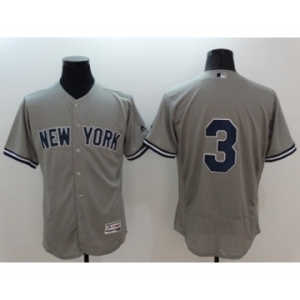 Men New York Yankees #3 Babe Ruth Majestic grey Flexbase Authentic Collection Player Jersey