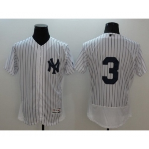 Men New York Yankees #3 Babe Ruth Majestic white stripe Flexbase Authentic Collection Player Jersey