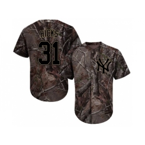 Men New York Yankees #31 Aaron Hicks Camo Realtree Collection Cool Base Stitched MLB Jersey