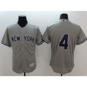 Men New York Yankees #4 Lou Gehrig Majestic grey Flexbase Authentic Collection Player Jersey