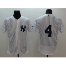 Men New York Yankees #4 Lou Gehrig Majestic white stripe Flexbase Authentic Collection Player Jersey