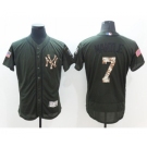 Men New York Yankees #7 Mickey Mantle Majestic Green Salute to Service Flexbase Authentic Collection Jersey