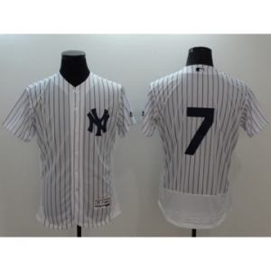 Men New York Yankees #7 Mickey Mantle Majestic White Flexbase Authentic Collection Player Jersey