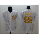 Men New York Yankees #99 Aaron Judge White Gold No. New Cool Base Stitched MLB Jersey