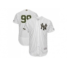 Men New York Yankees #99 Aaron Judge White Strip Flexbase Authentic Collection 2018 Memorial Day Stitched MLB Jersey