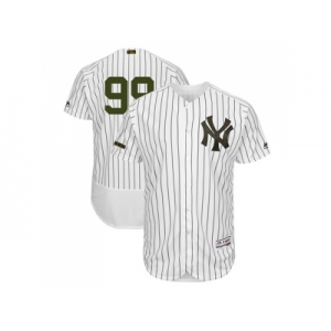 Men New York Yankees #99 Aaron Judge White Strip Flexbase Authentic Collection 2018 Memorial Day Stitched MLB Jersey