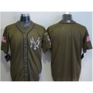 Men New York Yankees Blank Green Salute to Service Stitched Baseball Jersey