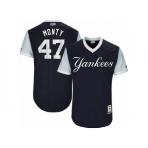 Men's 2017 Little League World Series Yankees #47 Jordan Montgomery Monty Navy Jersey